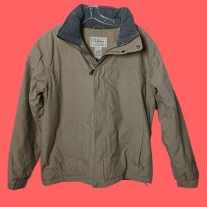 L.L.Bean Vtg Mens Jacket With Fleece Lining & Zip beige Small